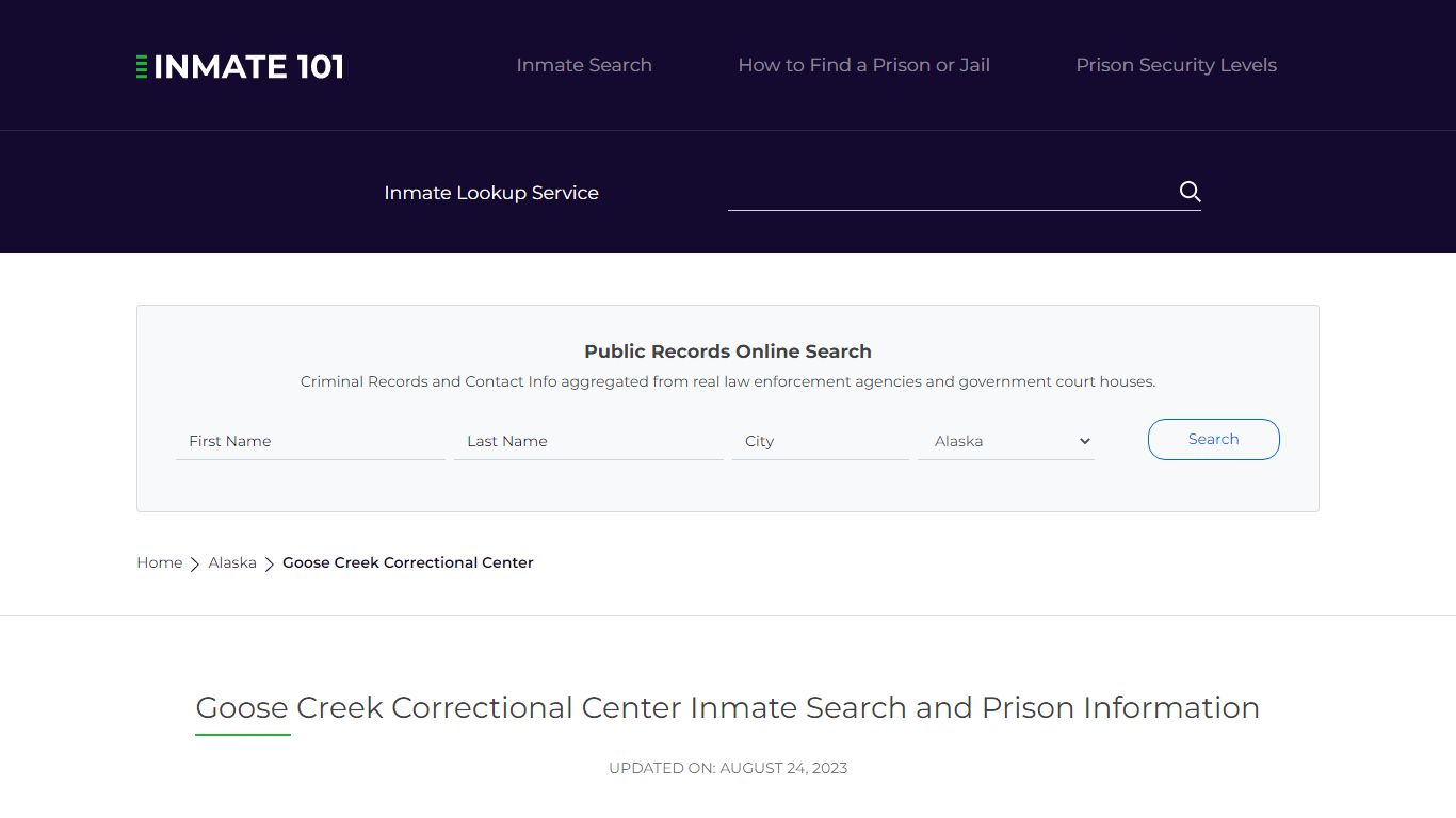 Goose Creek Correctional Center Inmate Search, Visitation, Phone no ...